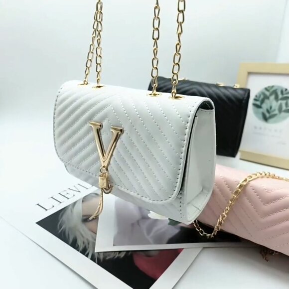 Designer Look Quilted Handbag Bag White - Picture 3 of 4
